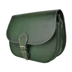 VegaLM Kožená crossbody taška so skrytým magnetom, ručne tieňovaná, zelená farba