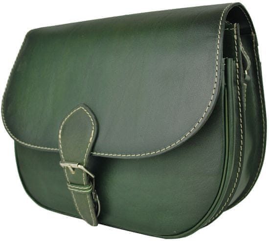 VegaLM Kožená crossbody taška so skrytým magnetom, ručne tieňovaná, zelená farba