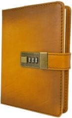 VegaLM Kožený zápisník MIDDLE z prírodnej kože s číselným zámkom v žltej farbe