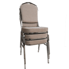 KONDELA Stohovateľná stolička, béžová/vzor/chróm, ZINA 3 NEW
