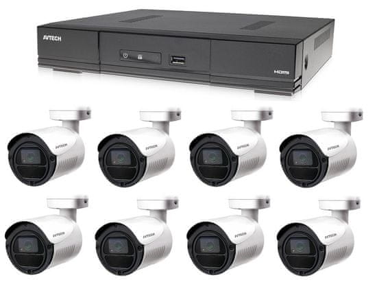 Avtech Kamerový set 1x DVR DGD1009AV a 8x 2Mpx Bullet kamera DGC1105YFT + 4x napájací zdroj ZADARMO!