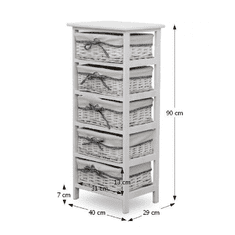 KONDELA Komoda, 5 zásuvková, starobiela, RUBY 5