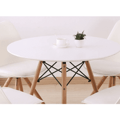 KONDELA Jedálenský stôl, biela / buk, priemer 80 cm, Gamin New 80