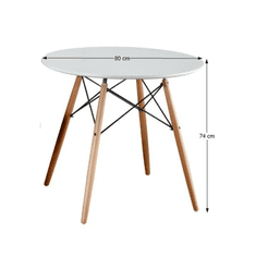KONDELA Jedálenský stôl, biela / buk, priemer 80 cm, Gamin New 80