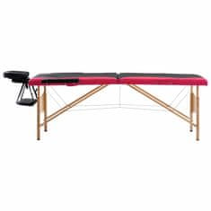 Petromila vidaXL Skladací masážny stôl, 2 zóny, drevo, čierno ružový