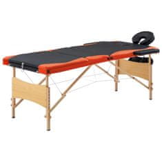 Petromila vidaXL Skladací masážny stôl, 3 zóny, drevo, čierno oranžový