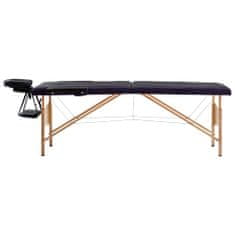 Petromila  vidaXL Skladací masážny stôl, 2 zóny, drevo, čierny