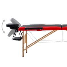 Petromila vidaXL Skladací masážny stôl, 2 zóny, drevo, čierno červený