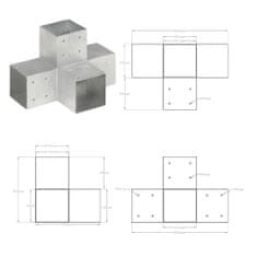 Vidaxl Trámová spojka v tvare X 101x101 mm pozinkovaný kov