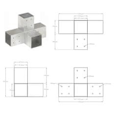 Vidaxl Trámová spojka v tvare X 81x81 mm pozinkovaný kov