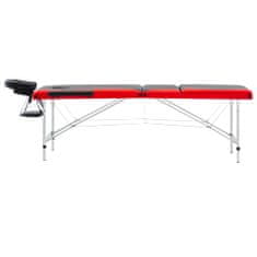 Petromila  vidaXL Skladací masážny stôl, 3 zóny, hliník, čierno červený