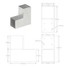 Vidaxl Trámová spojka v tvare L 91x91 mm pozinkovaný kov