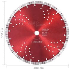 Vidaxl Diamantový rezací kotúč s turbom a otvormi oceľový 300 mm