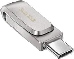 SanDisk Ultra Dual Luxe USB C in USB spominski ključek, 1 TB, srebrn