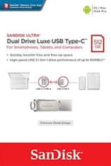 SanDisk Ultra Dual Luxe USB C in USB spominski ključek, 1 TB, srebrn