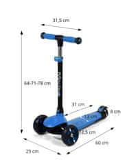 Movino Detská trojkolesová kolobežka Skylight, modrá H-058-MO