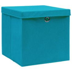 Greatstore Úložné boxy s vrchnákmi 4 ks bledomodré 32x32x32 cm látkové