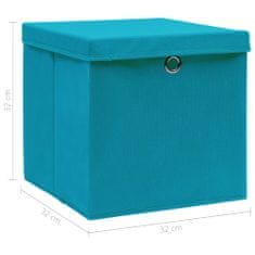 Greatstore Úložné boxy s vrchnákmi 4 ks bledomodré 32x32x32 cm látkové