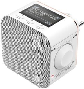 moderný rádioprijímač hama dr40bt Bluetooth aux in 3,5mm jack lcd displej 30 predvolieb tlačidlo priamej voľby bez zložitej montáže budík sleep snooze priame zasunutie do zásuvky znelý zvuk mono reproduktor