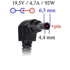 Akyga AK-ND-20 napájací adaptér pre notebooky SONY - 19.5V/4.7A 92W 6.5x4.4mm + pin konektor