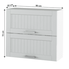 KONDELA Horná skrinka, svetlosivá/biela, JULIA TYP 12