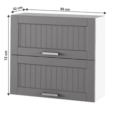KONDELA Horná skrinka, tmavo šedá/biela, JULIA TYP 12