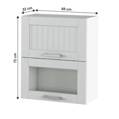 KONDELA Horná skrinka, svetlosivá/biela, JULIA TYP 8