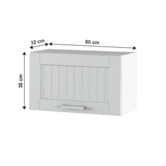 KONDELA Horná skrinka, svetlosivá/biela, JULIA TYP 9
