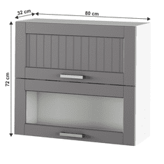 KONDELA Horná skrinka, tmavo šedá/biela, JULIA TYP 13