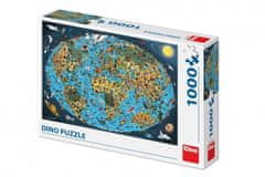 DINO Puzzle Kreslená mapa sveta 66x47cm 1000dílků v krabici 32x23x7cm Cena za 1ks