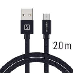 SWISSTEN USB/microUSB 2m, čierny