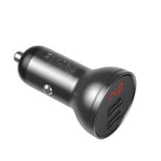 BASEUS Digital 2x USB autonabíjačka + 3in1 kábel USB - UBS C / Micro USB / Lightning 1.2m, čierna