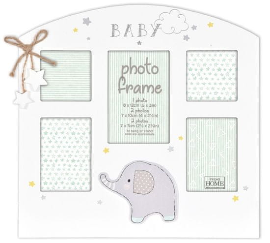 Innova GLITTER ELEPHANT rámik MDF multi biely