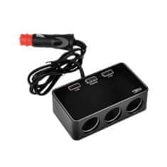 Automax Roztrojka zapaľovača 4,2A 120W, 3x AC, 3x USB,