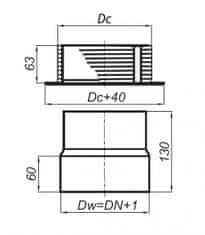 Lienbacher Redukcia s tesniacim povrazcom DN130/DC140, oceľ čierna