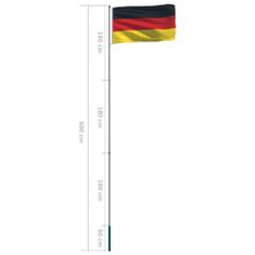 Vidaxl Nemecká vlajka a stĺp 6 m hliníkový