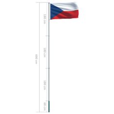 Vidaxl Česká vlajka a stĺp 6 m hliníkový