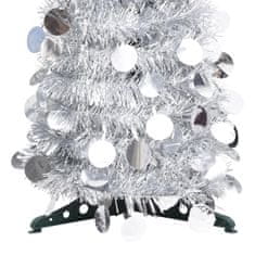 Vidaxl Rozkladací umelý vianočný stromček strieborný 150 cm PET