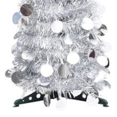 Vidaxl Rozkladací umelý vianočný stromček strieborný 180 cm PET