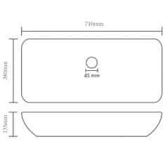 Vidaxl Luxusné umývadlo, obdĺžnik, matné tmavomodré 71x38 cm, keramika