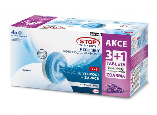 Ceresit STOP Vlhkosti AERO 360 - Náplne Promo levanduľa 4x450g