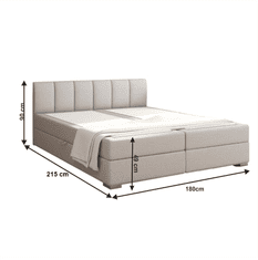 KONDELA Boxspringová posteľ 180x200, svetlosivá, RIANA KOMFORT