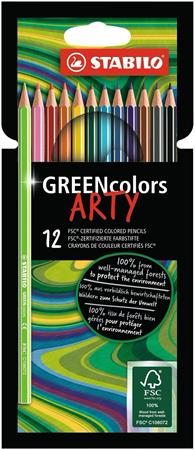 Stabilo Pastelky "GreenColors ARTY", 12 rôznych farieb, šesťhranná