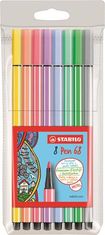 Stabilo Fixky "Pen 68", sada, 1 mm, 8 pastelových farieb