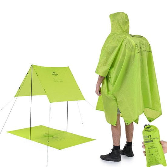 Naturehike 3v1 poncho 210T 378g - zelené