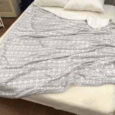 KONDELA Obojstranná baránková deka, šedá/biela/vzor, 150x200, MARITA