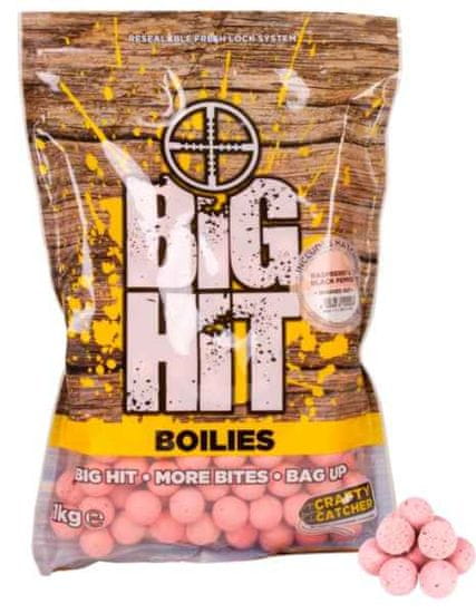 Crafty Catcher 20mm boilies Big Hit 1kg + popup - Raspberry & Black Pepper/Malina & Č