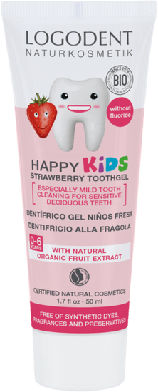 LOGONA HAPPY KIDS zubný gél jahoda - 50ml