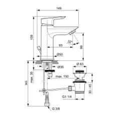 Ideal Standard Ideal Standard Tesi - Umývadlová batéria s odtokovou garnitúrou, chróm A6557AA