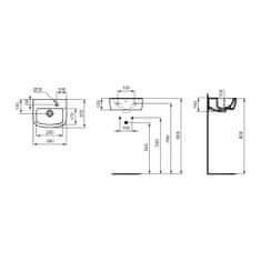 Ideal Standard Ideal Standard Tempo - Umývadielko 350x300 mm, otvor vpravo, s prepadom, biela T059701